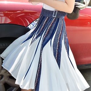 Skirt with Chanel style tweed pattern detail